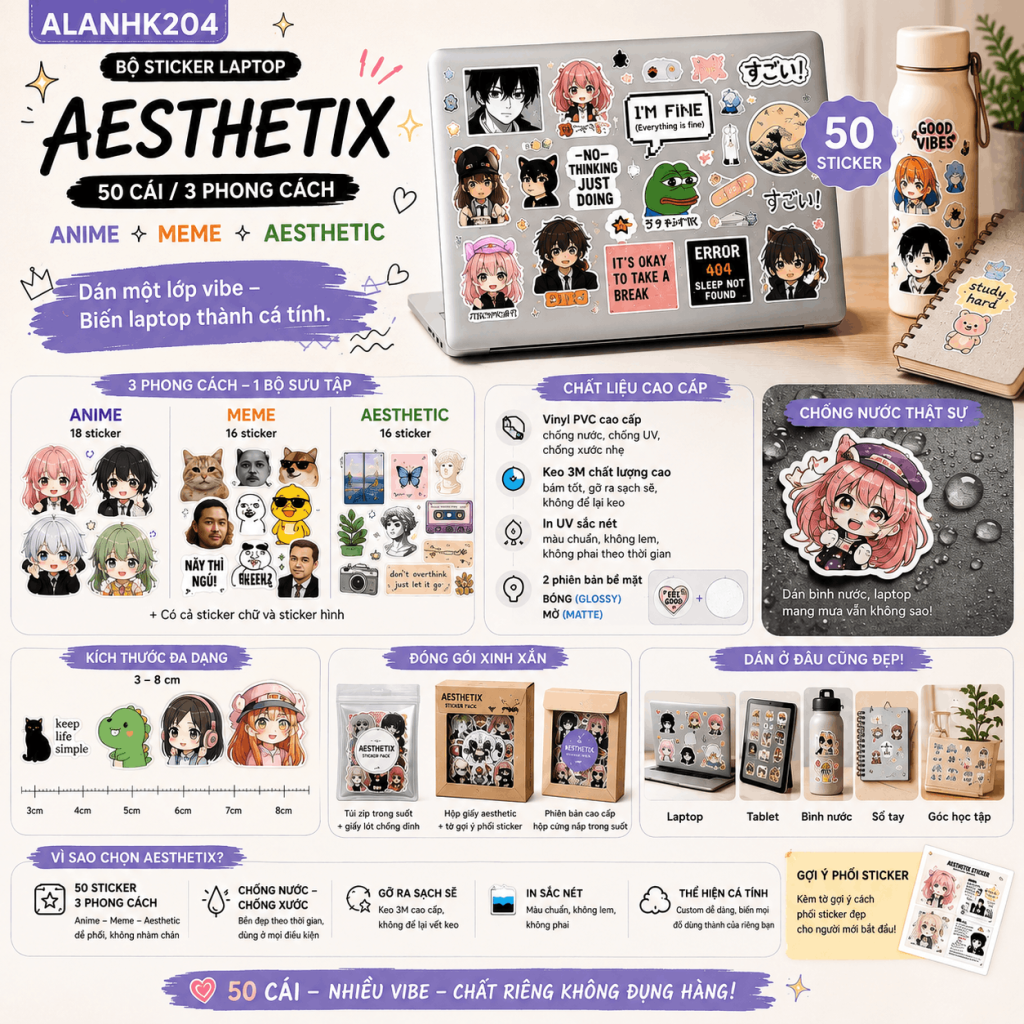 AESTHETIX – Bộ Sticker Laptop