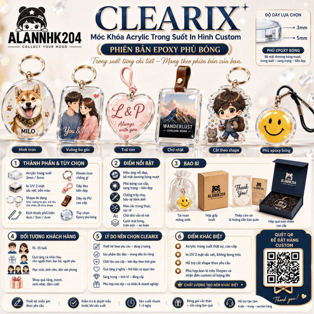 CLEARIX – Móc Khóa Acrylic Trong Suốt